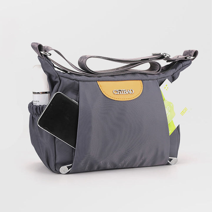 Damen Umhängetasche, minimalistisch, mehrere Taschen, breiter Riemen, Schultertasche