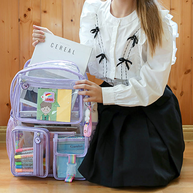 Transparenter Rucksack für Schüler, große Kapazität, Freizeit-Tagesrucksack aus PVC