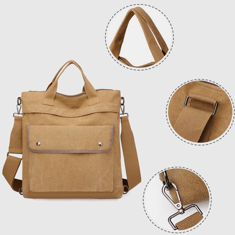 Multifunktionale Canvas-Handtasche mit großem Fassungsvermögen, Rucksack für Damen und Herren, Umhängetasche