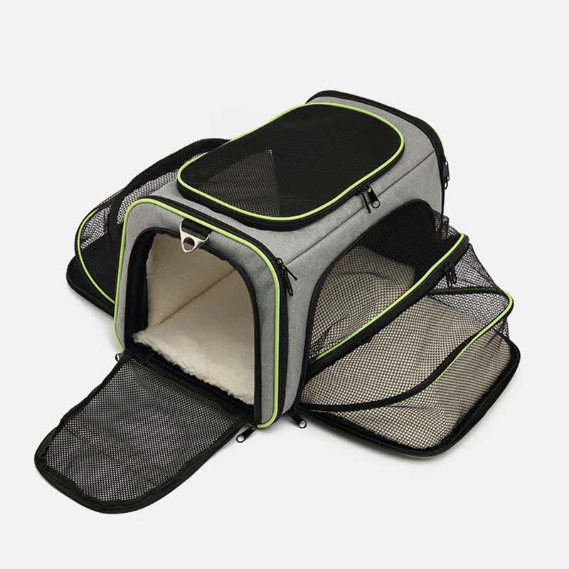 Erweiterbare Haustiertragetasche, tragbare, weiche Reisetasche für Haustiere mit belüftetem Design