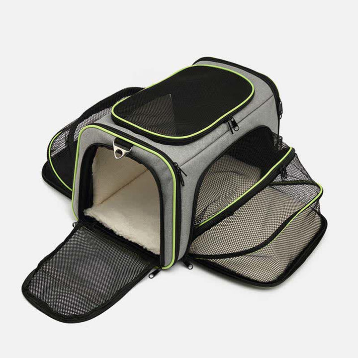 Erweiterbare Haustiertragetasche, tragbare, weiche Reisetasche für Haustiere mit belüftetem Design