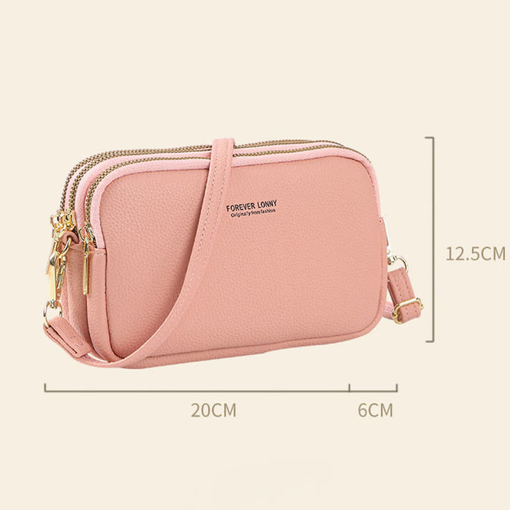 Handytasche mit drei Fächern für Damen, große Umhängetasche