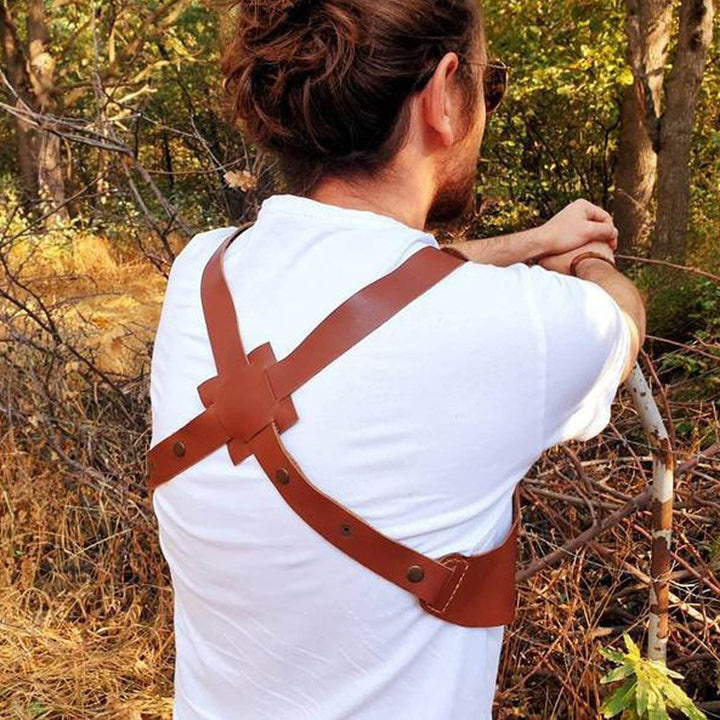Doppelte Schulter Ledertasche Frauen Männer Outdoor Protable Holster Tasche