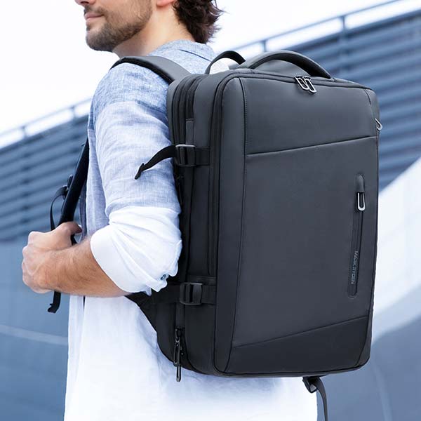 Erweiterbarer, mehrschichtiger, wasserdichter Business-Rucksack mit Uhr