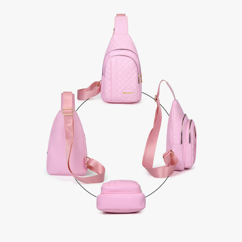 Schultertasche aus Leder für Damen, gesteppt, Umhängetasche, Sling-Rucksack, Tagesrucksack