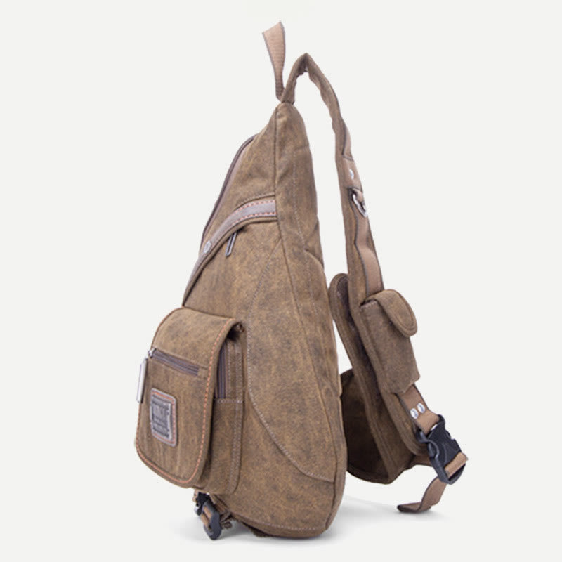 Schultertasche für Herren, multifunktionale Brusttasche aus Canvas für Freizeit und Outdoor