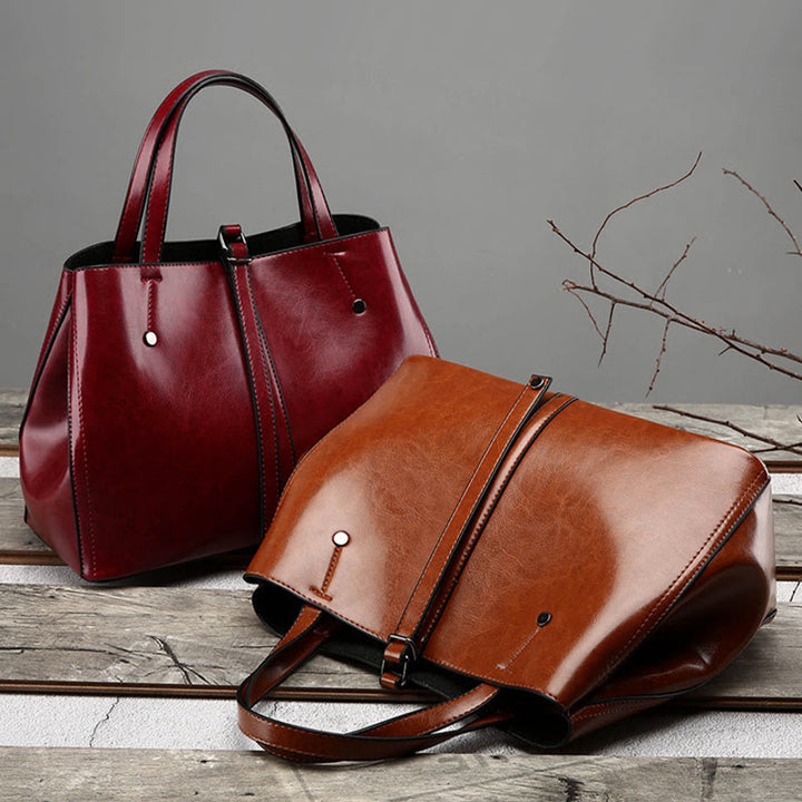Minimalistische Tote Pure Color Leder Umhängetasche für Damen - image 6