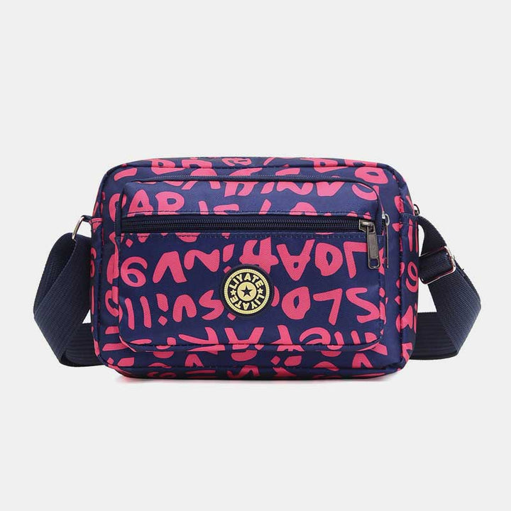 Große Kapazität Bedruckte, robuste Schultertasche aus Nylon mit Umhängetasche