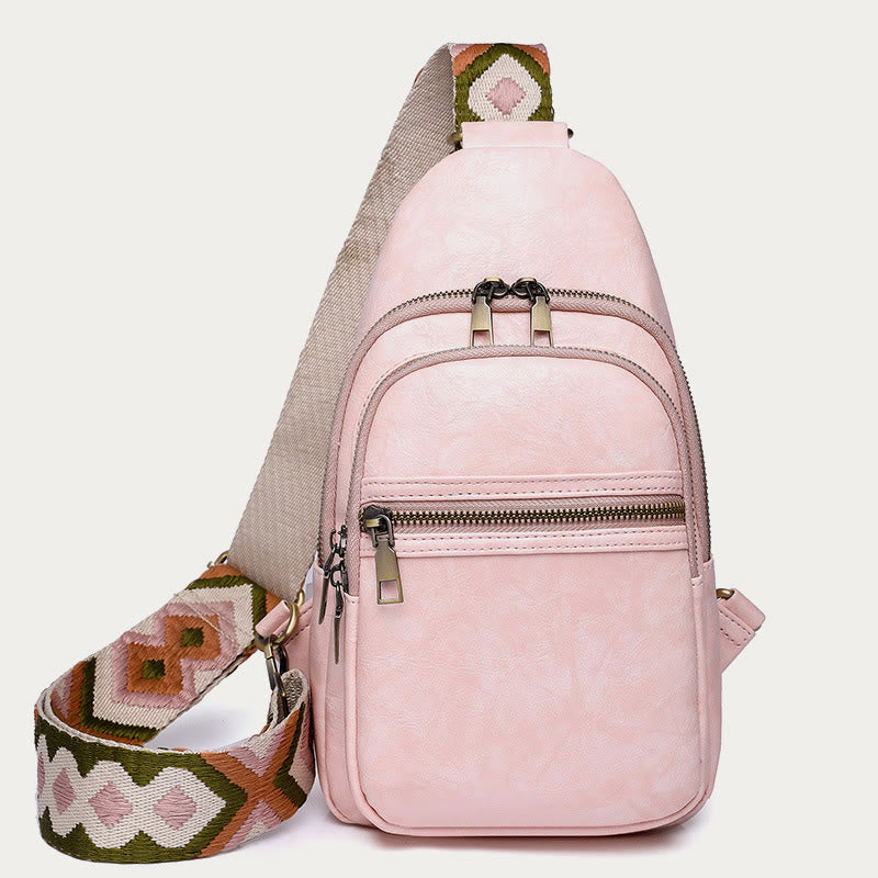 Schultertasche für Damen, breite Riemen, Retro-Umhängetasche aus Leder