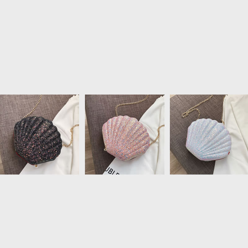 Umhängetasche für Damen, Pailletten, Mini-Muschel, Zubehörtasche