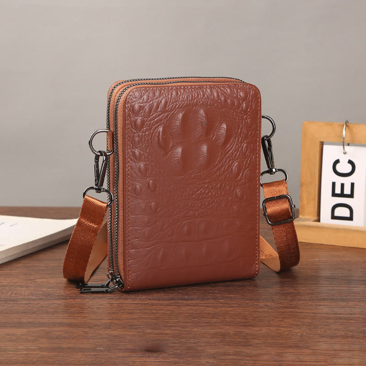 Handytasche mit abnehmbarem Riemen für Damen, Umhängetasche aus geprägtem Leder