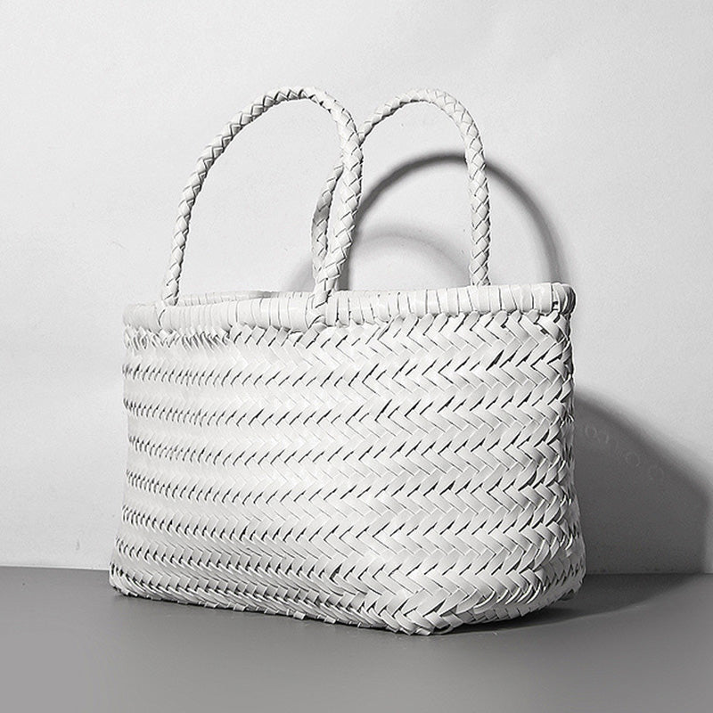 Damen Handtasche aus weichem PU-Leder, gewebt, handgefertigt, Sommer-Umhängetasche