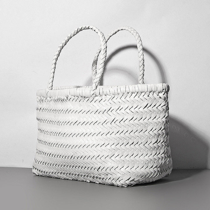 Damen Handtasche aus weichem PU-Leder, gewebt, handgefertigt, Sommer-Umhängetasche