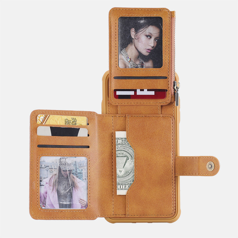 Leder-Brieftaschenhülle mit mehreren Steckplätzen für iPhone Samsung