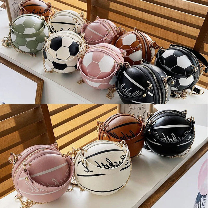 Runde Mini-Tasche im Basketball-Fußball-Look mit einzigartigem Design