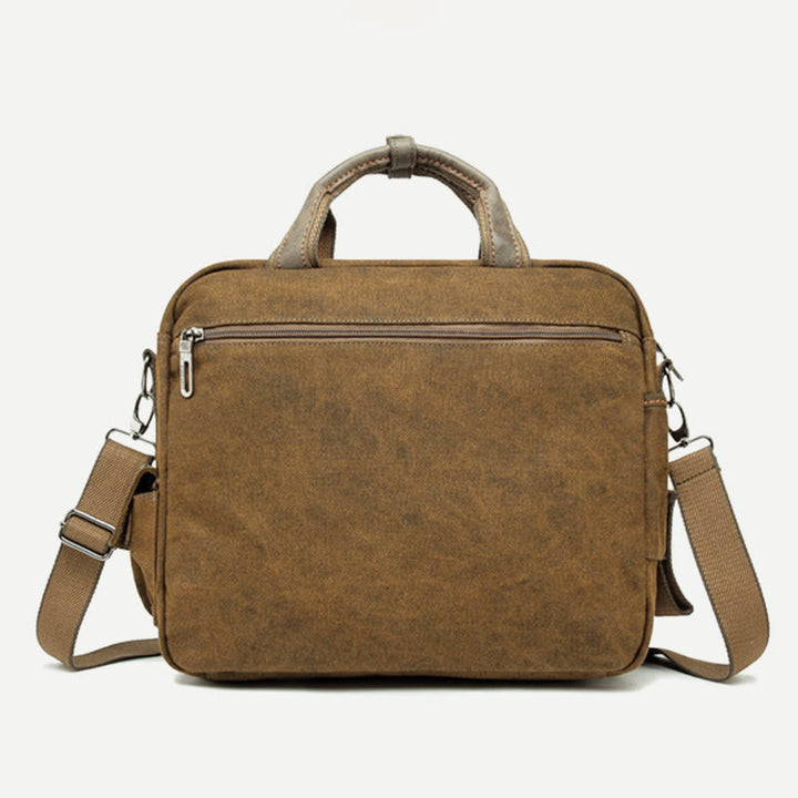 Umhängetasche für Herren, Vintage-Aktentasche aus Canvas mit großem Fassungsvermögen