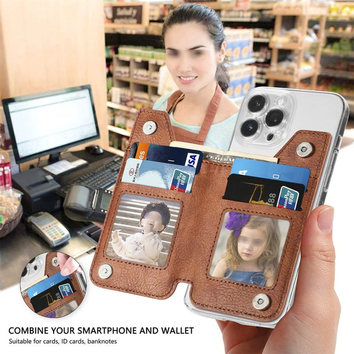 Brieftasche für Telefon Creative Stick Clamshell Style Zurück Kartenhalter