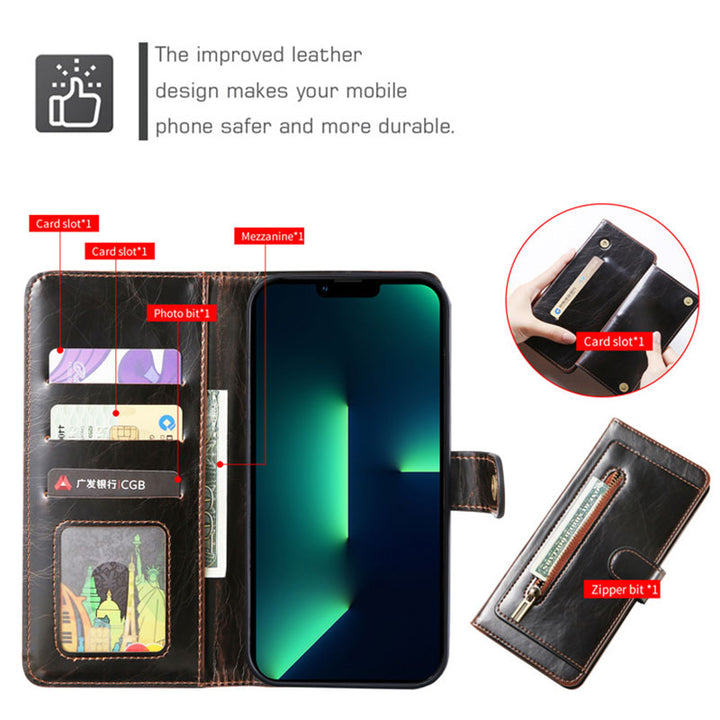 Brieftaschen-Schutzhülle für iPhone, PU-Leder, langlebige Handyhülle mit Kartenfach