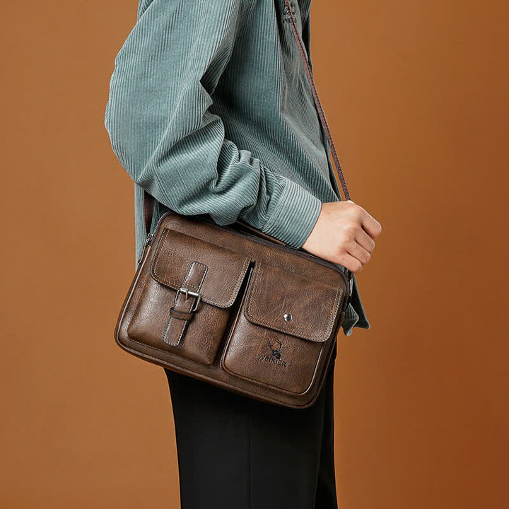 Herren Messenger Bag Wasserdichte Vintage Leder Aktentasche Satchel Umhängetasche