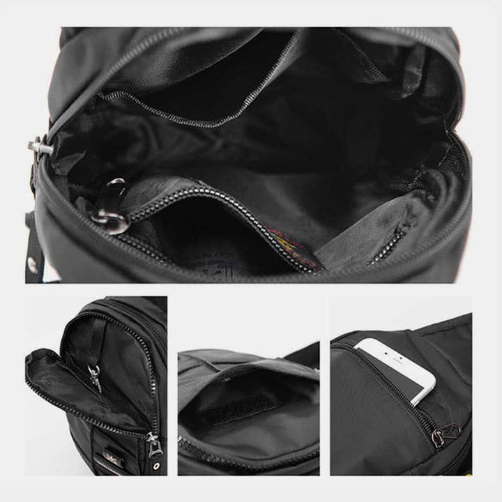 Outdoor-Sport-Sling-Brusttasche aus Segeltuch mit Doppelreißverschluss, für Reisen und Wandern