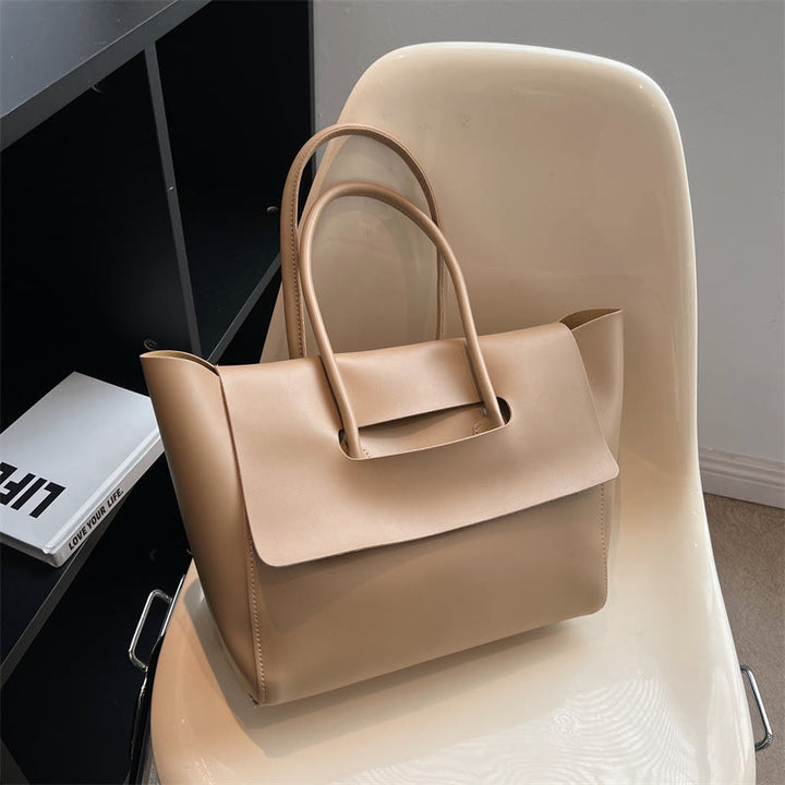 Clamshell Tote für Frauen Große minimalistische Leder Büro Pendler Geldbörse