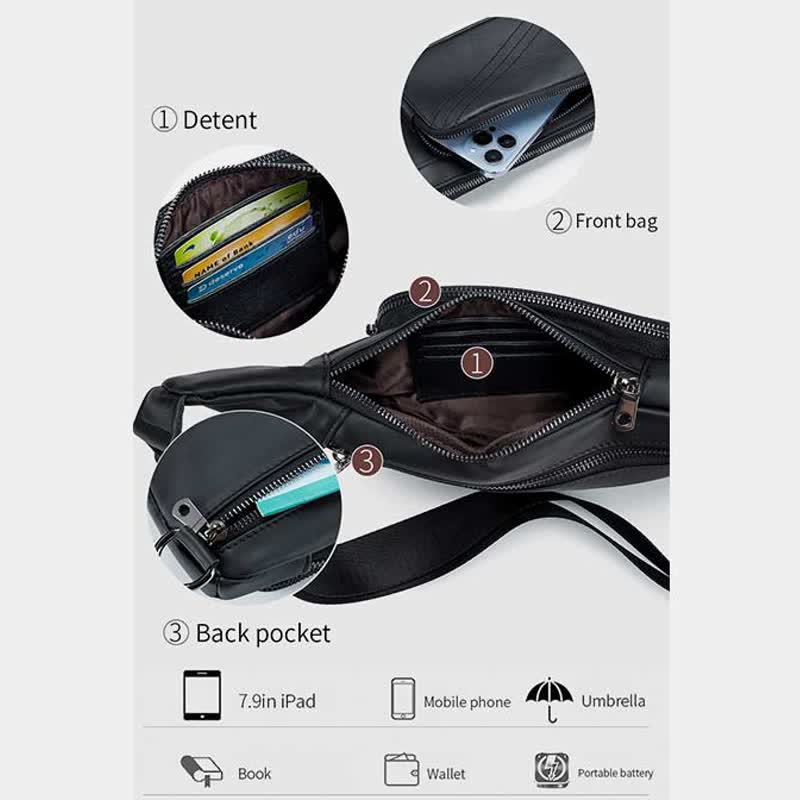 Kleine Schultertasche aus echtem Leder, Umhängetasche, Brusttasche