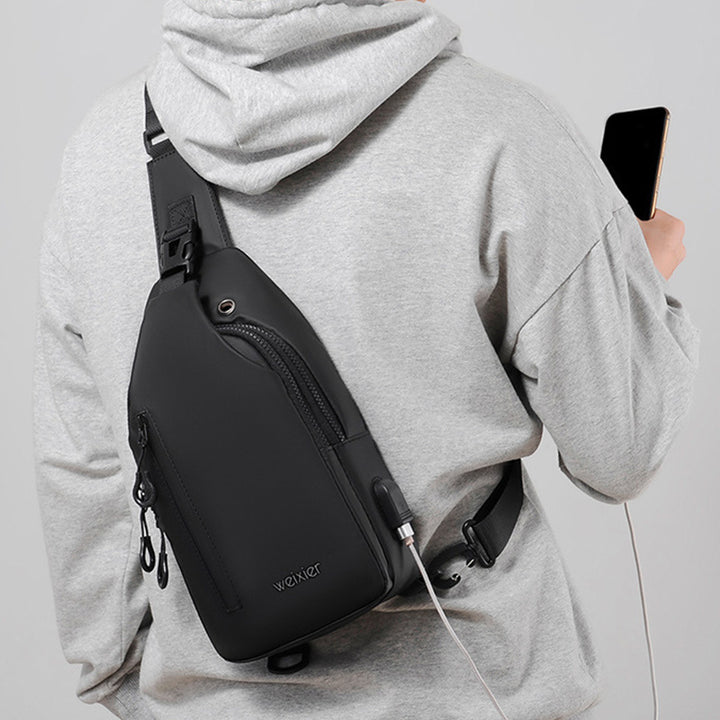 Mehrzweck-Slingbag, wasserdicht, Brusttasche für Herren mit USB-Ladegerät 