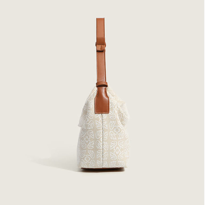Canvas-Handtasche für Damen mit Hahnentritt-Muster, Schultertasche, Hobo-Umhängetasche