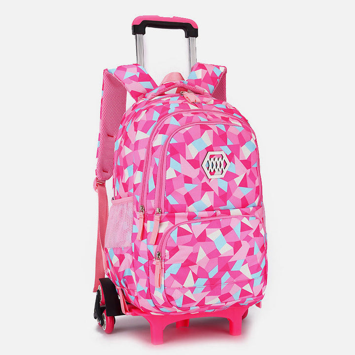 Schultasche mit Rollenden Rädern für Jungen und Mädchen, bunt bedruckter Rucksack