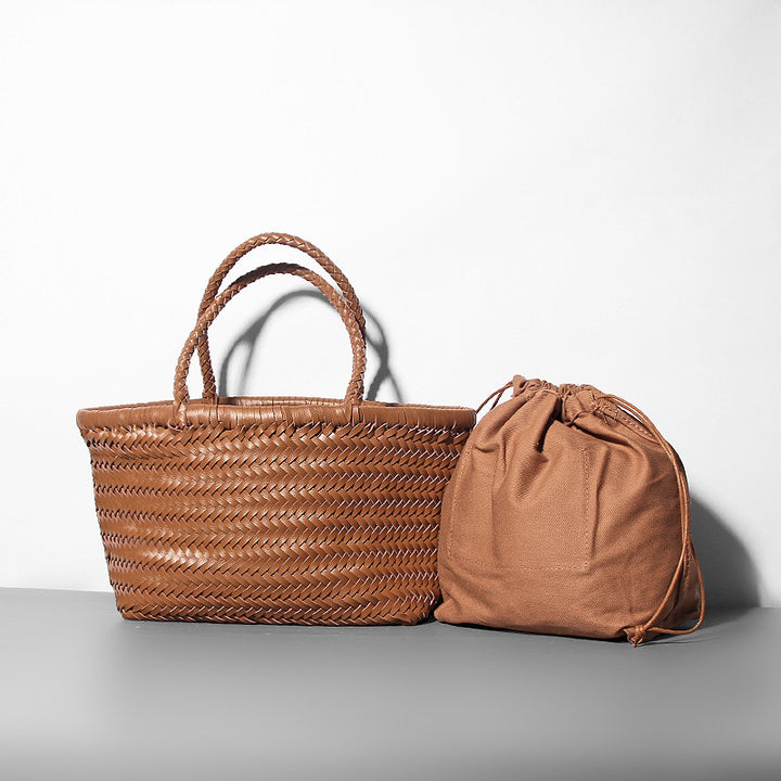 Damen Handtasche aus weichem PU-Leder, gewebt, handgefertigt, Sommer-Umhängetasche