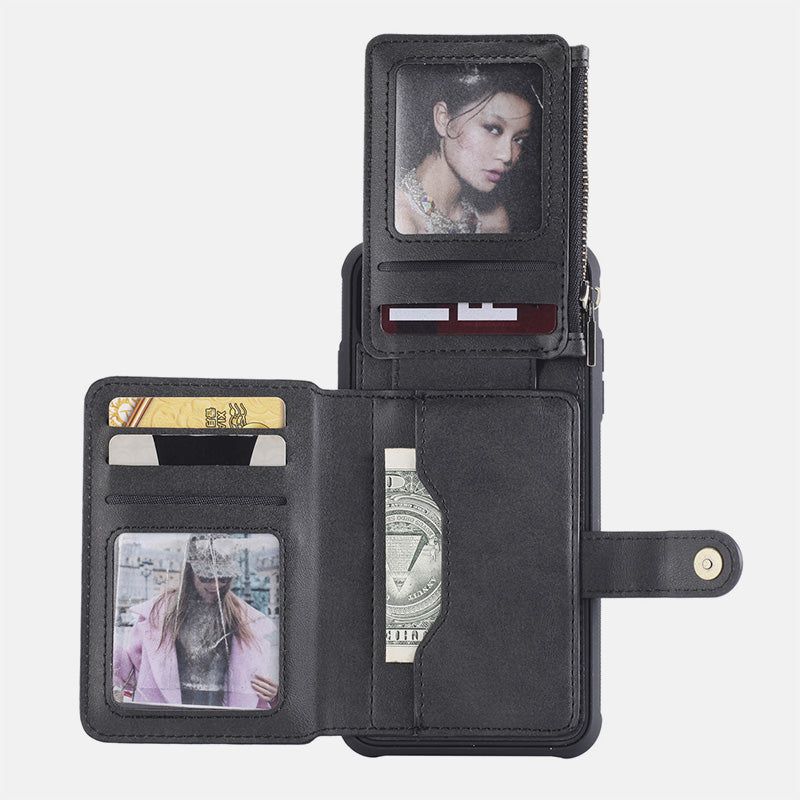 Leder-Brieftaschenhülle mit mehreren Steckplätzen für iPhone Samsung