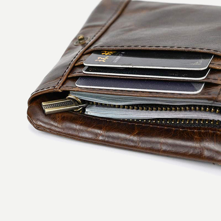 Retro Herren Leder Geldbörse Bifold Design Schlank Halter 6-10 Karten