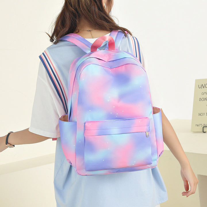 3-teiliges Batik-Rucksack-Set für Mädchen, Schulranzen, Büchertasche, Studenten, Damen, Canvas