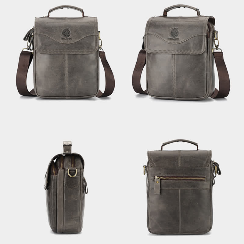 Echtes Leder Messenger Schultertasche für Männer Multi-Pocket Kleine Handtasche