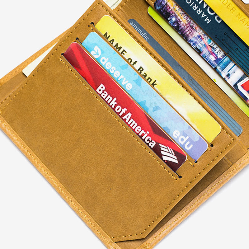 Herren RFID Bifold Trifold Geldbörse Einfarbige Leder Multifunktionale Geldbörse