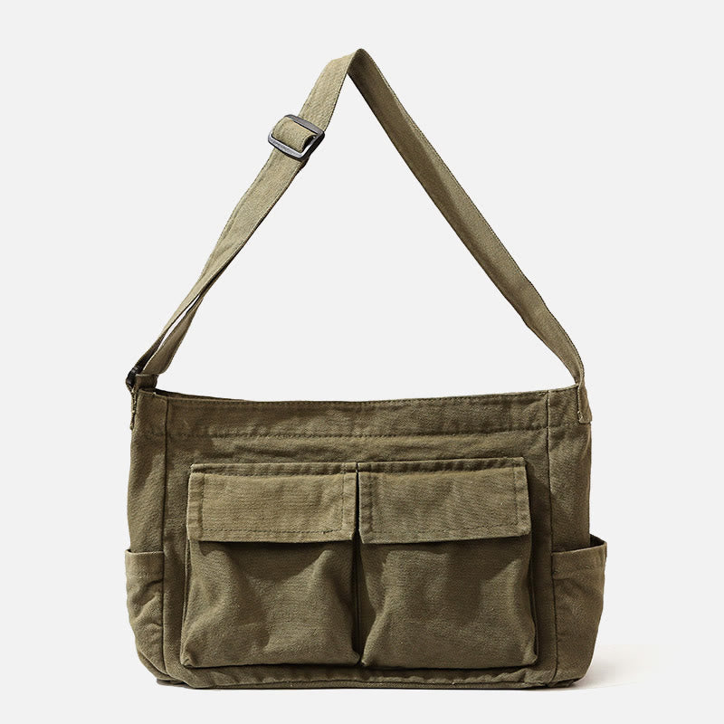 Umhängetasche aus Canvas mit mehreren Taschen für Damen, Retro, leichte Schultertasche