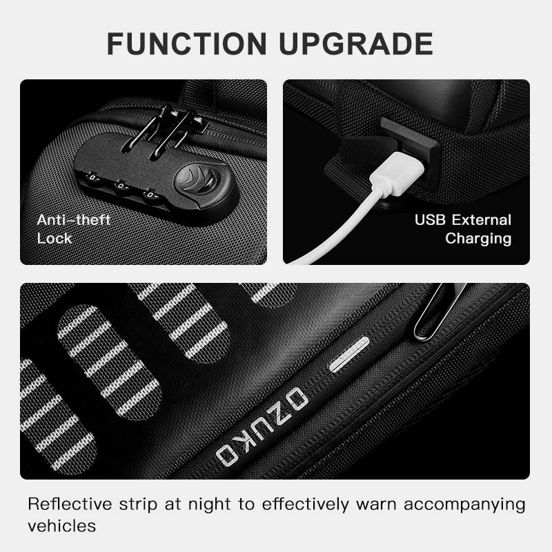 Multifunktionale, wasserdichte, diebstahlsichere Schultertasche mit USB-Ladeanschluss