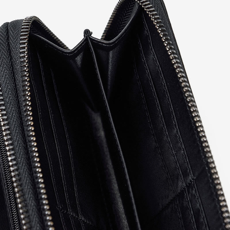 Lange Geldbörse für Herren aus echtem Leder, Retro, lässige Clutch