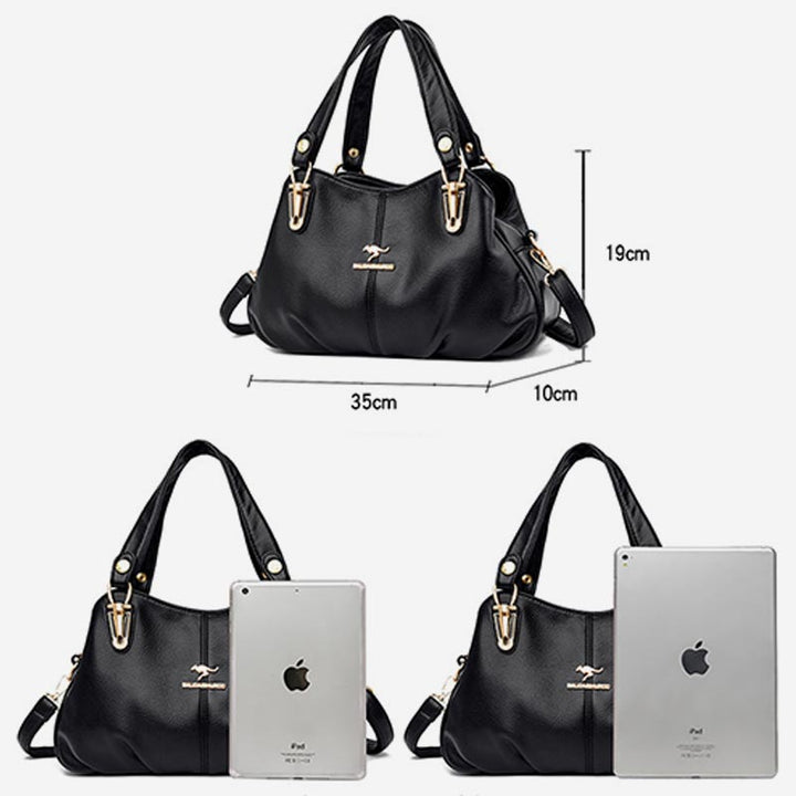 Damen Lederhandtasche mit mehreren Fächern, Umhängetasche, Hobo-Tasche