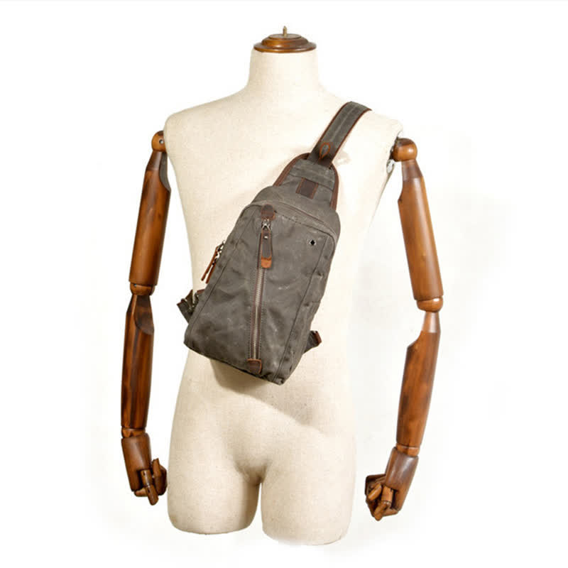Schultertasche aus Canvas, Brusttasche, Reise-/Wanderrucksack, Umhängetasche, Tagesrucksack