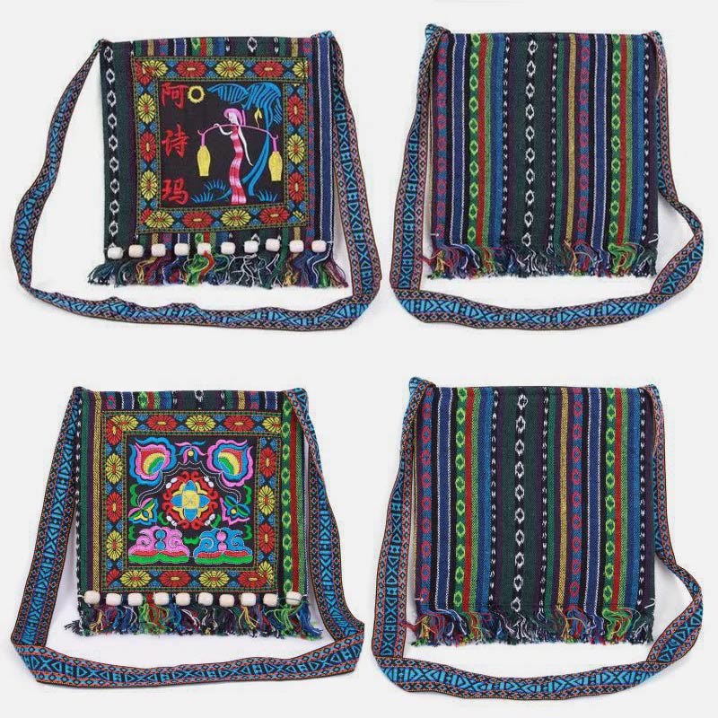 Folk Custom Schultertasche Damen Vintage Stickerei Canvas Umhängetasche