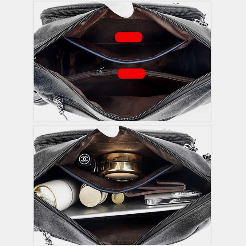 Umhängetasche aus Leder mit schweren Taschen und großer Kapazität, Tagesrucksack, Schultertasche