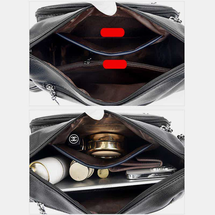 Umhängetasche aus Leder mit schweren Taschen und großer Kapazität, Tagesrucksack, Schultertasche