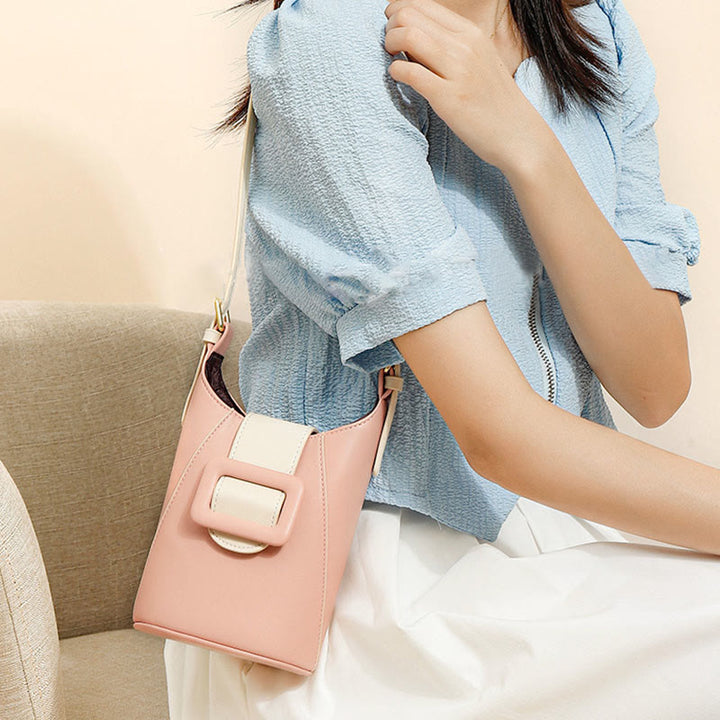 Umhängetasche für Damen, zum Einkaufen, minimalistische Eimer-Mini-Telefontasche