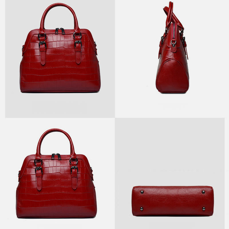 Elegante Handtasche Umhängetasche aus Leder mit Krokodilmuster in reiner Farbe
