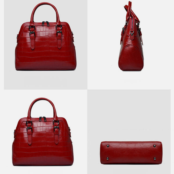 Elegante Handtasche Umhängetasche aus Leder mit Krokodilmuster in reiner Farbe