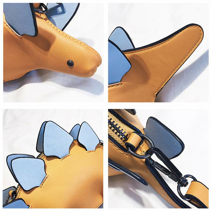 Umhängetasche für Damen, süße Dinosaurier-Kreativ-Schultertasche aus Leder