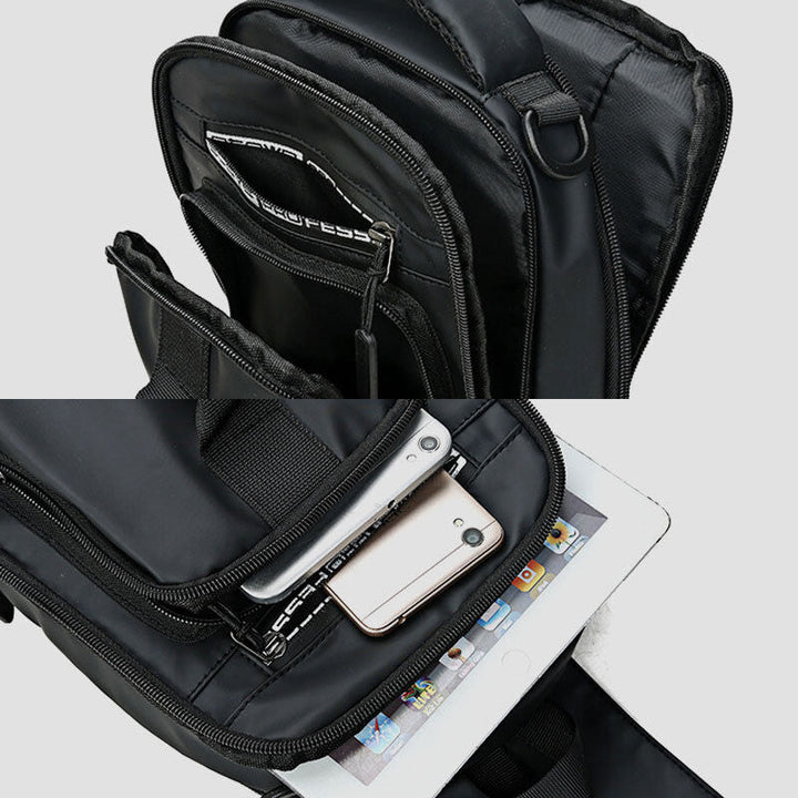 Wasserdichte, großvolumige Schultertasche mit mehreren Tragemöglichkeiten und USB-Ladeanschluss