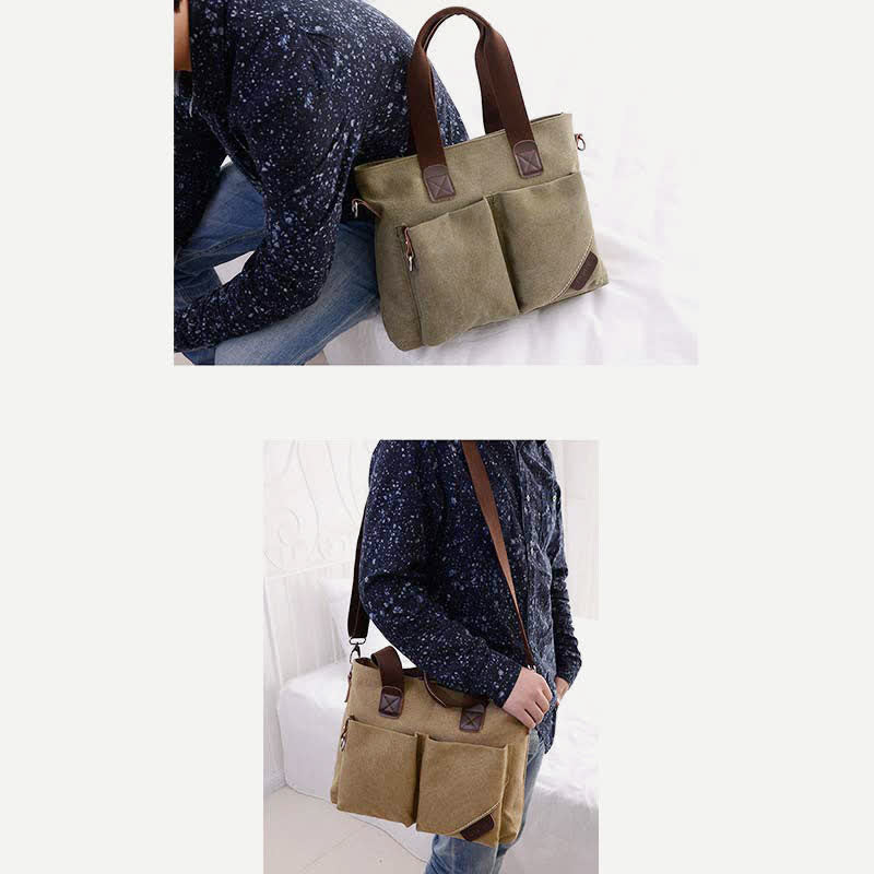 Canvas-Umhängetasche für Damen und Herren, Retro, lässige Handtasche, Arbeitstasche
