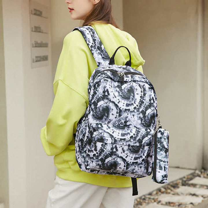 Schulrucksack-Set 3-teilig Batikmuster Mädchen Büchertaschen Lunchtasche Federmäppchen